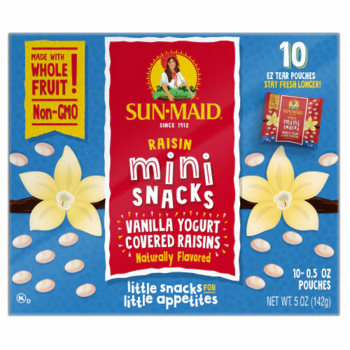 0004114309044 Sun-Maid Vanilla Yogurt Coated Raisins 10 Pack