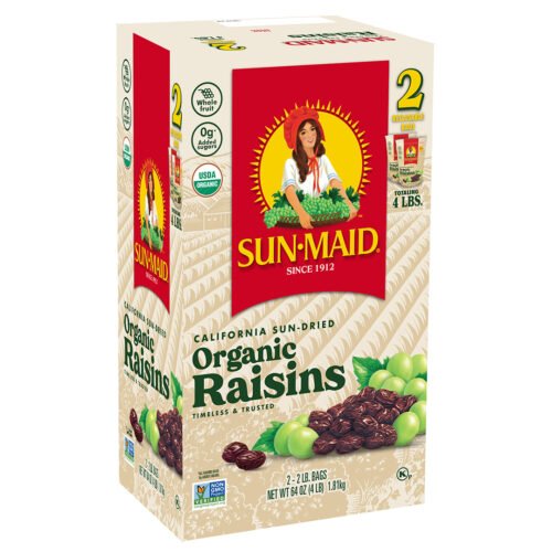Organic-Raisins-2-2lbs-bags-front (1) Sun-Maid Organic Raisins Dried Fruit Snacks